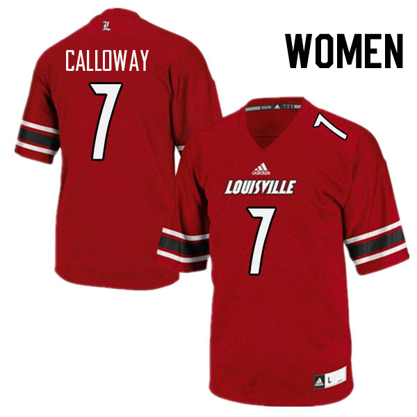 Women #7 Jimmy Calloway Louisville Cardinals College Football Jerseys Stitched Sale-Red